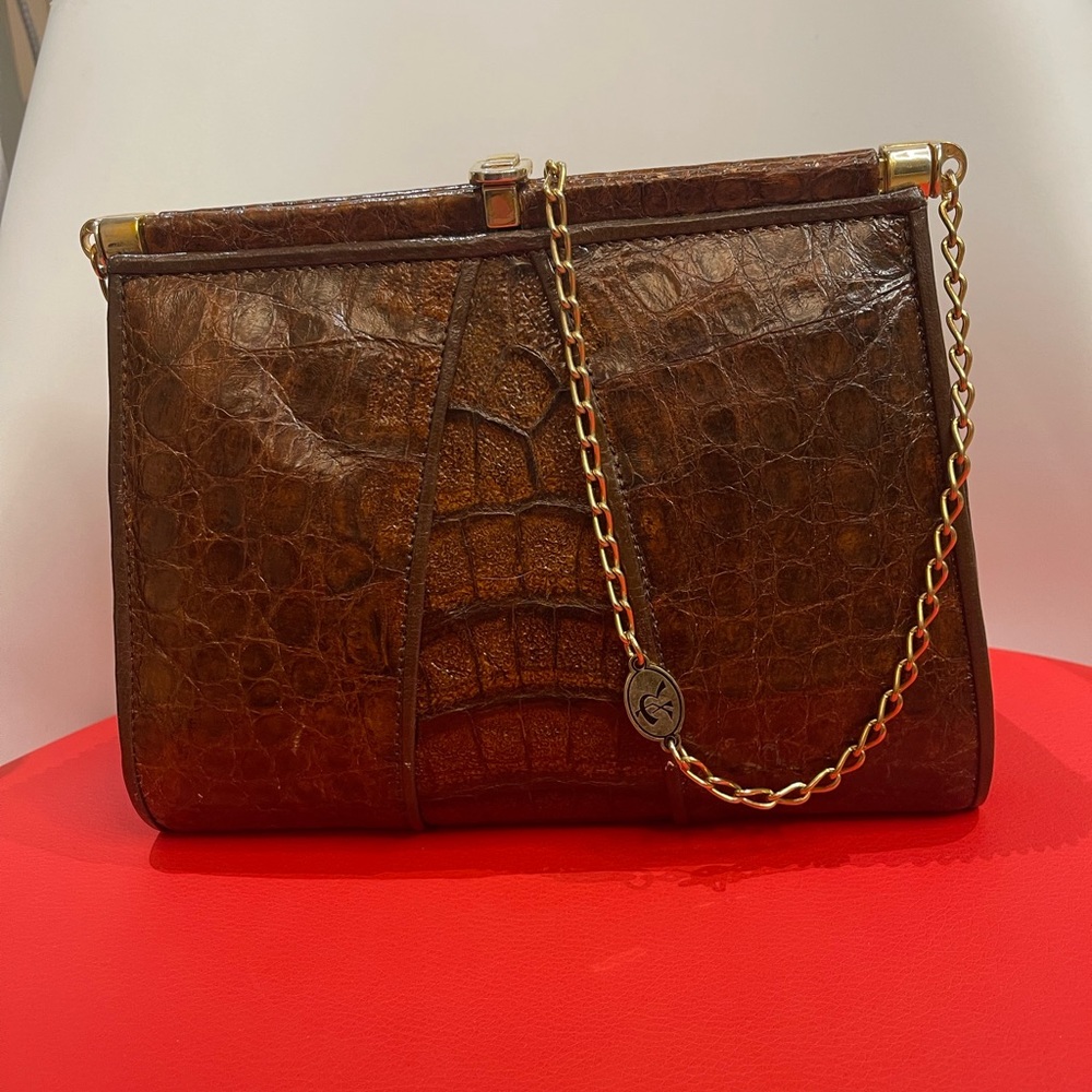 Real crocodile leather handbag